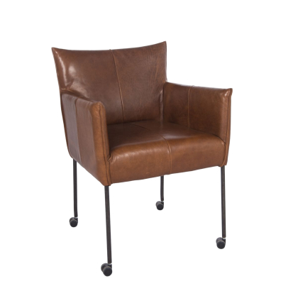 Nr. 52 / Stuhl mit Armteil auf Rollen / in Leder / ab 989 €